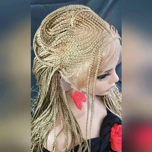 Braided Wig: African-Inspired,  feeding cornrows blond Human-Synthetic NWT - Picture 17 of 17